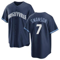 Mdoa C.Cubs #7 Dansby Swanson Player Navy City Connect Home Game Stitched Jerseys