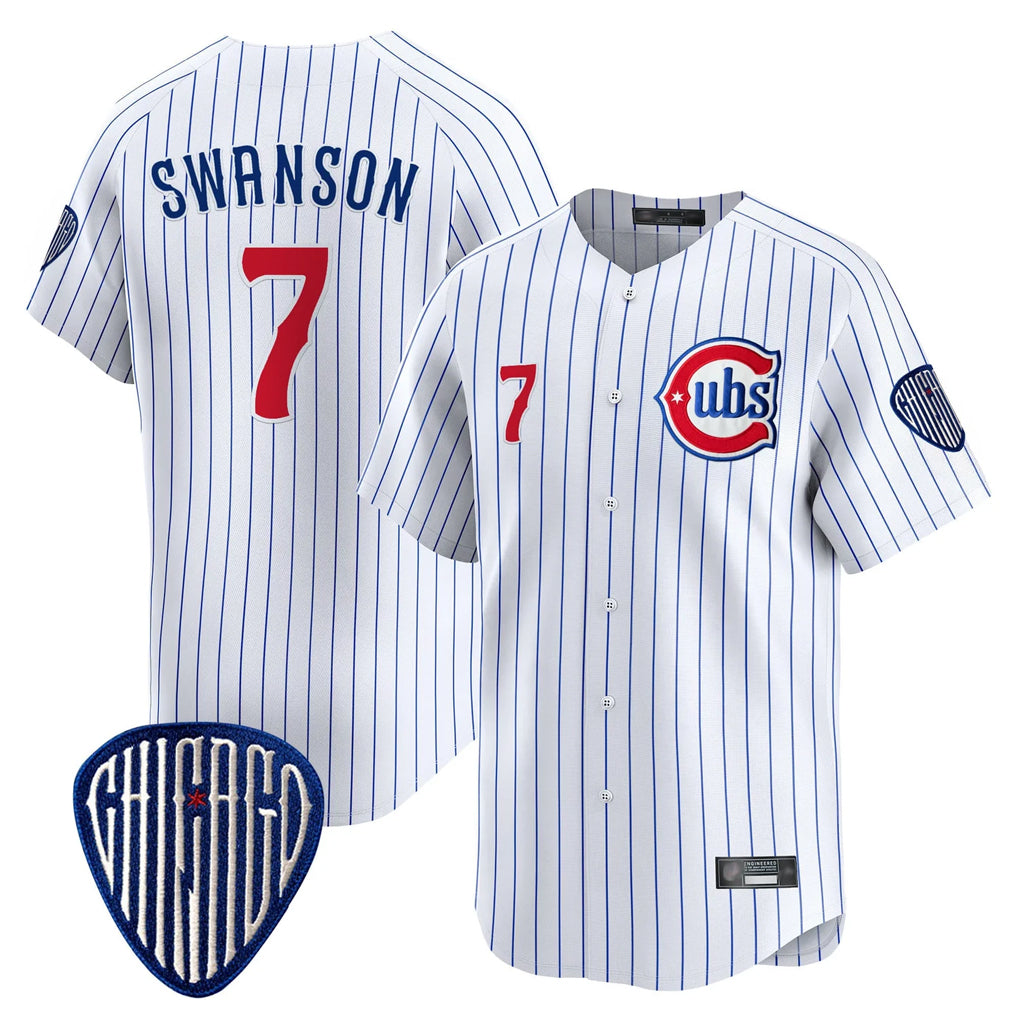 Mdoa C.Cubs #7 Dansby Swanson Player White Pinstripe Vapor Premier Limited Home Stitched Jerseys