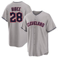 Mdoa C.Guardians #28 Tanner Bibee Player Gray Game Home Stitched Jerseys