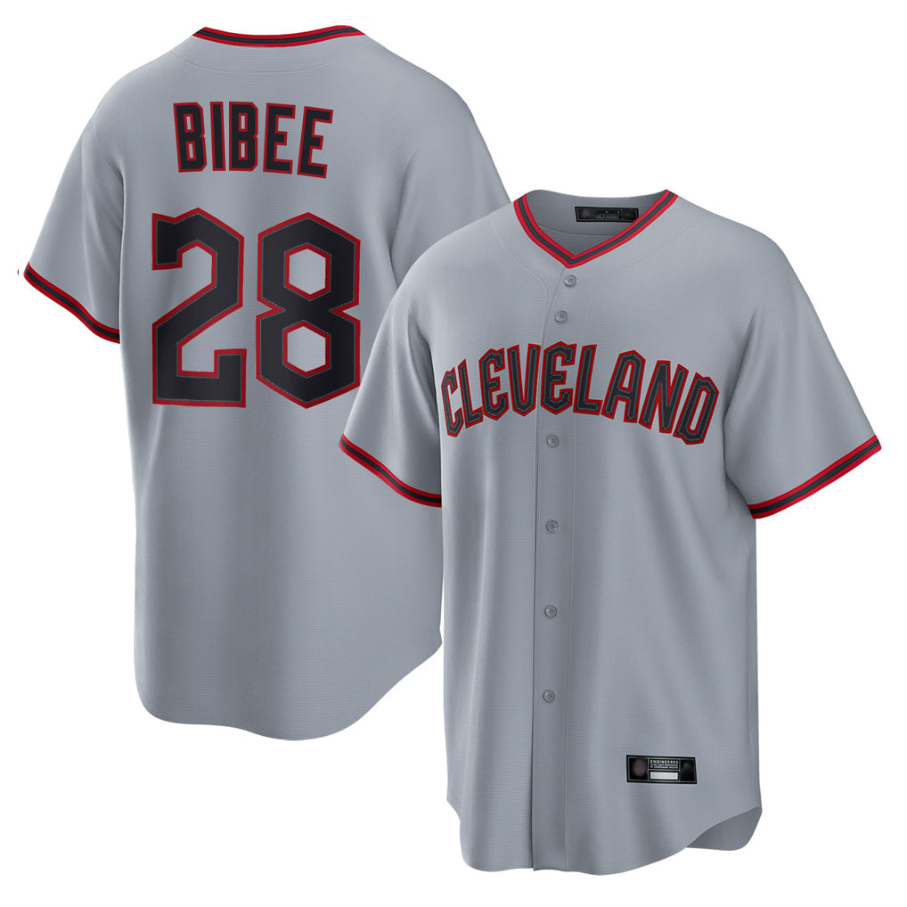 Mdoa C.Guardians #28 Tanner Bibee Player Gray Home Game Stitched Jerseys