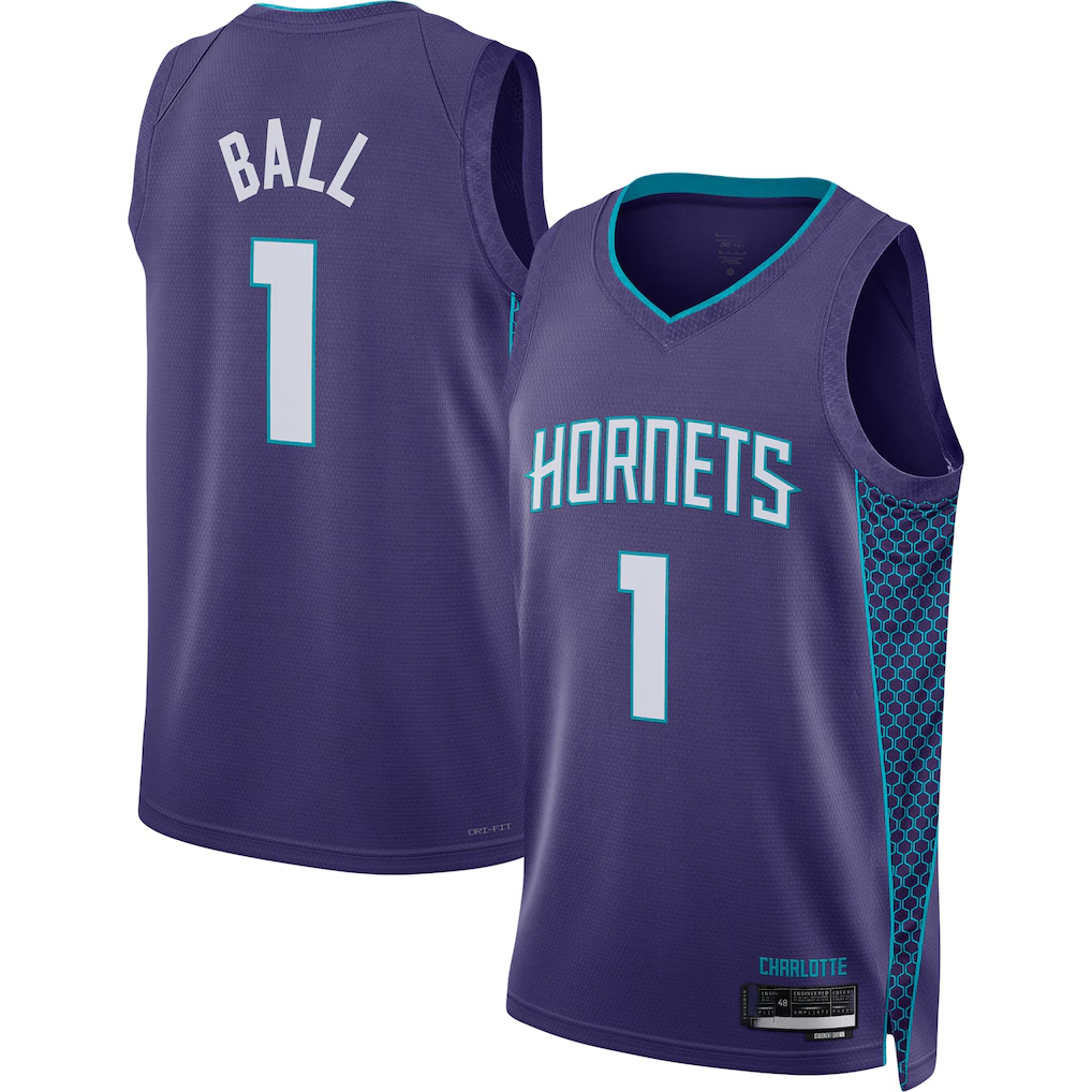 Mdoa C.Hornets #1 LaMelo Ball Jordan Brand Purple Swingman Jerseys - Statement Edition