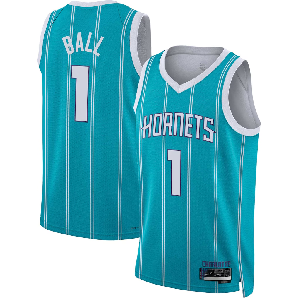 Mdoa C.Hornets #1 LaMelo Ball  Teal Swingman Jerseys - Icon Edition