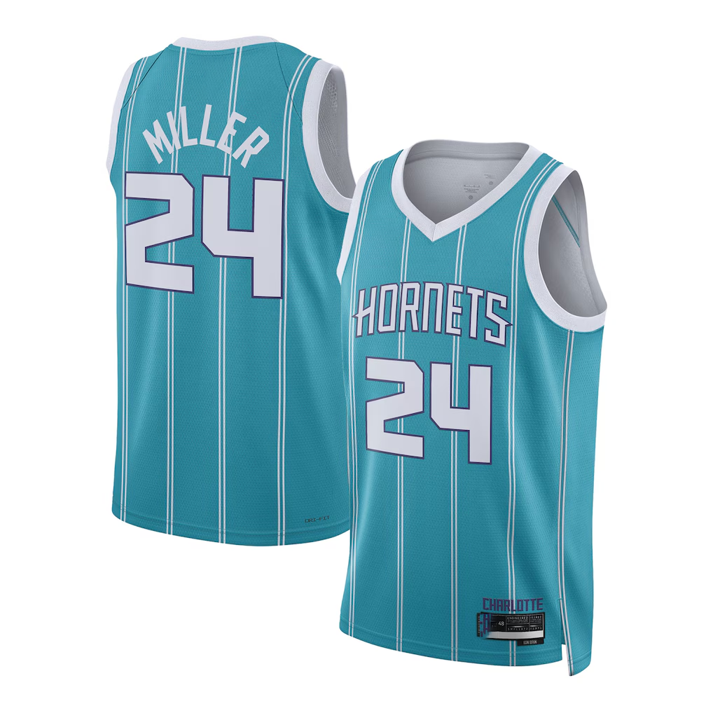 Mdoa C.Hornets #24 Brandon Miller Teal Draft Swingman Jerseys - Icon Edition