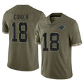Mdoa C.Panthers #18 Jalen Coker Player Olive Salute to Service Game Stitched Jerseys