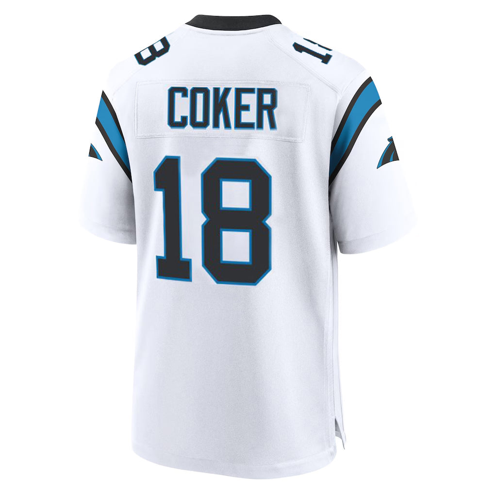 Mdoa C.Panthers #18 Jalen Coker Player White Home Game Stitched Jerseys