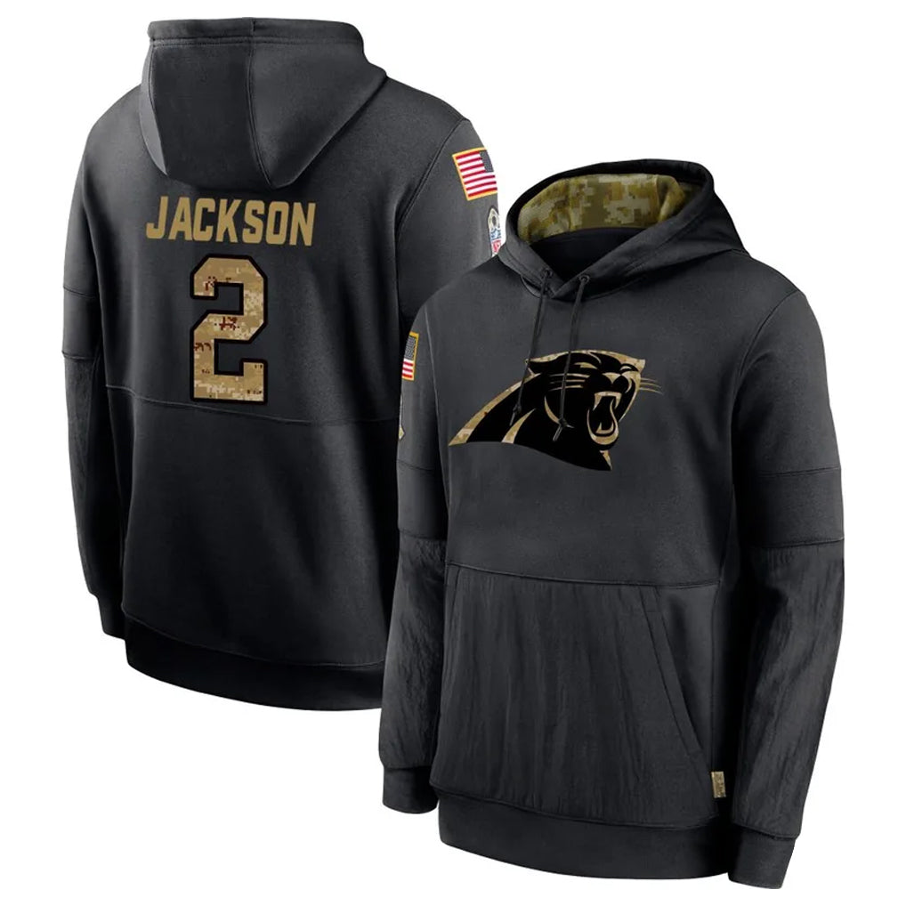 Mdoa C.Panthers #2 Michael Jackson Player Black Salute to Service Pullover Hoodies Limited Game Stitched Jerseys