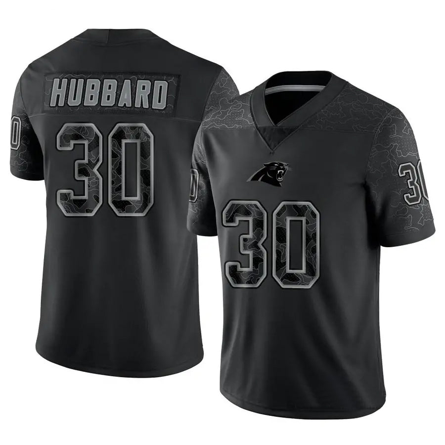 Mdoa C.Panthers #30 Chuba Hubbard Player Black Limited Reflective Stitched Jerseys