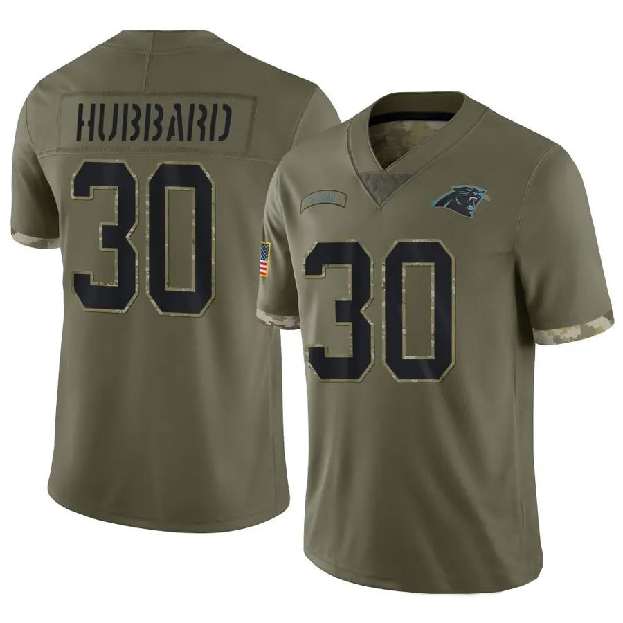 Mdoa C.Panthers #30 Chuba Hubbard Player Salute To Service Olive Stitched Jerseys