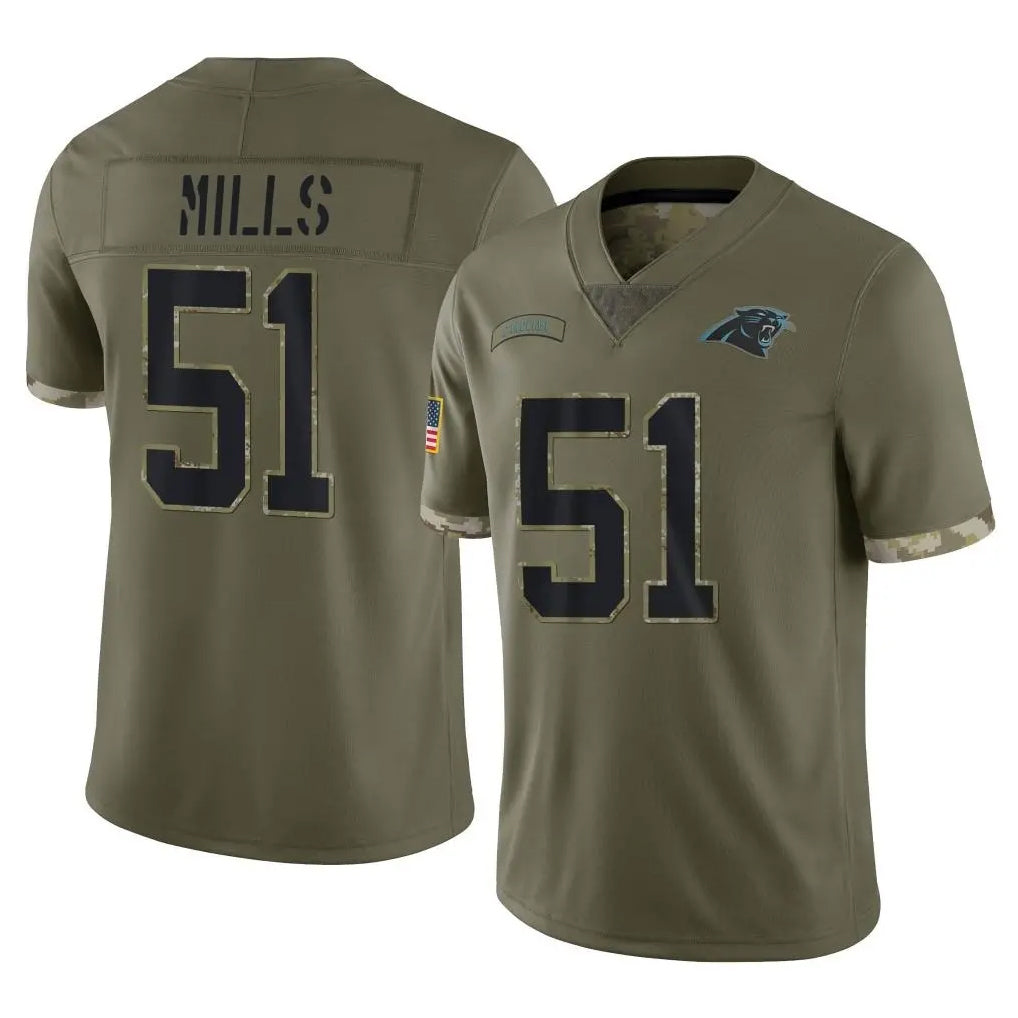 Mdoa C.Panthers #51 Sam Mills Player Olive Salute to Service Game Stitched Jerseys