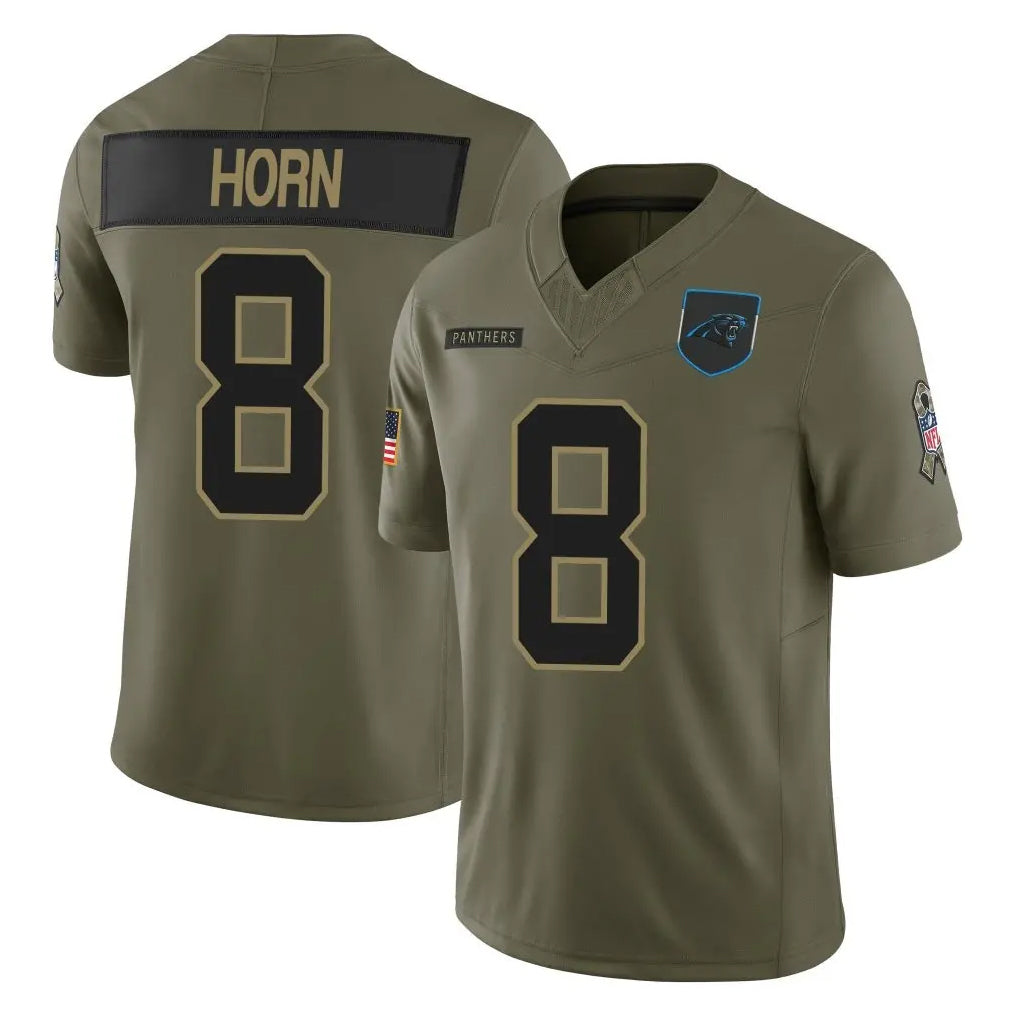 Mdoa C.Panthers #8 Jaycee Horn Player Olive Salute to Service Limited Home Game Stitched Jerseys
