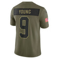 Mdoa C.Panthers #9 Bryce Young Olive 2025 Salute to Service Limited Stitched Jerseys