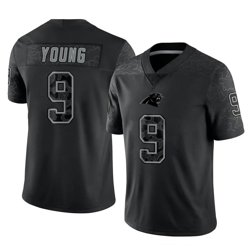 Mdoa C.Panthers #9 Bryce Young Player Black Limited Reflective Game Stitched Jerseys