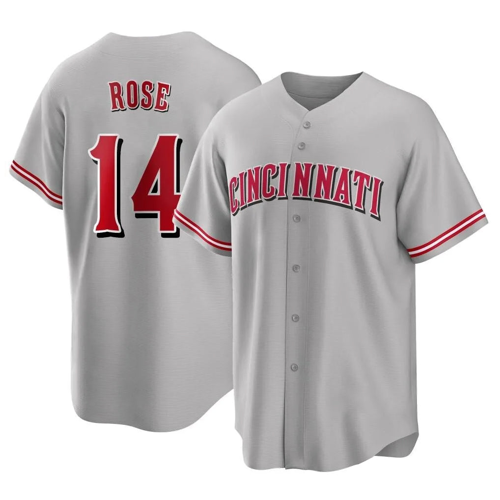 Mdoa C.Reds #14 Pete Rose Player Gray Home Game Stitched Jerseys