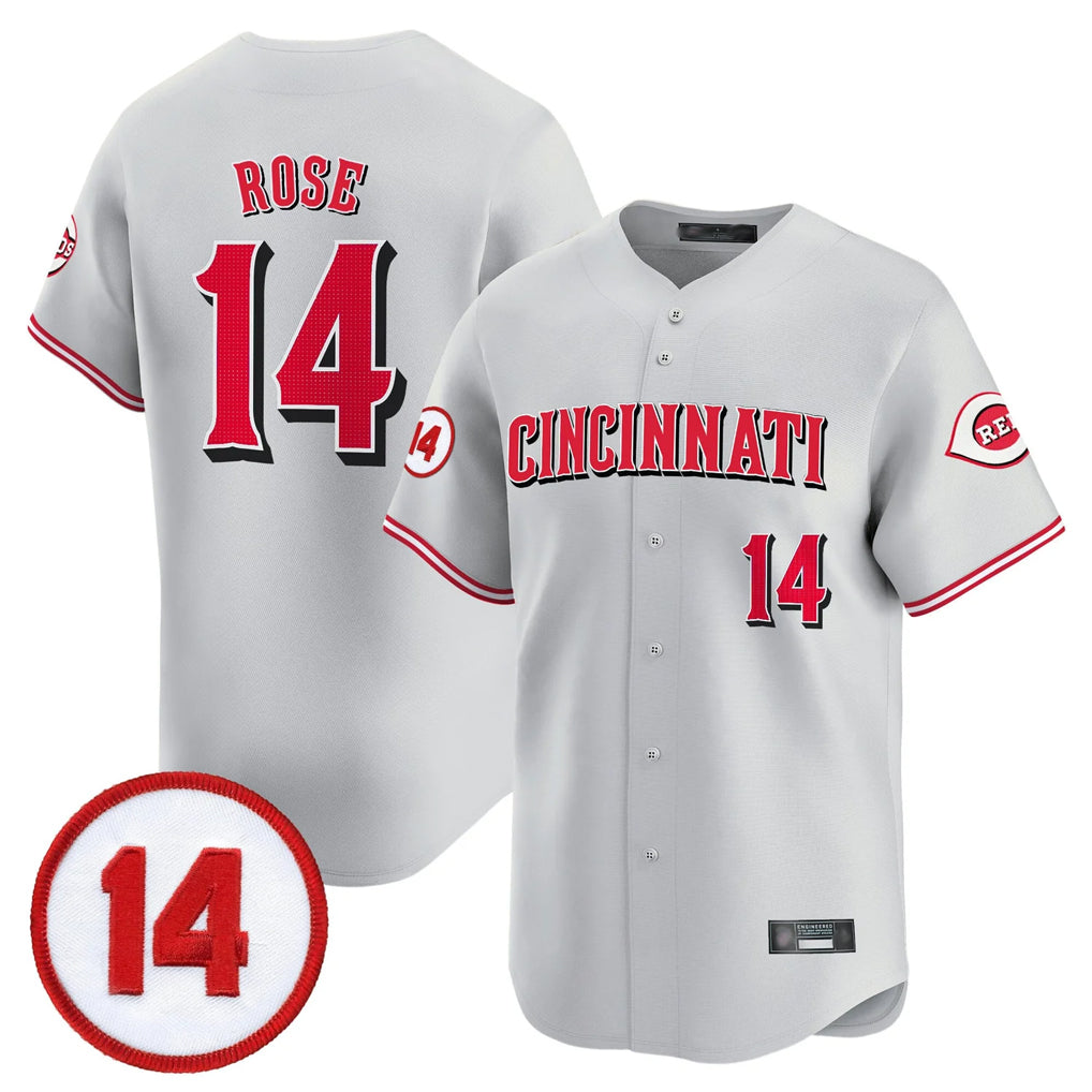 Mdoa C.Reds #14 Pete Rose Player Gray Vapor Premier Limited Home Stitched Jerseys