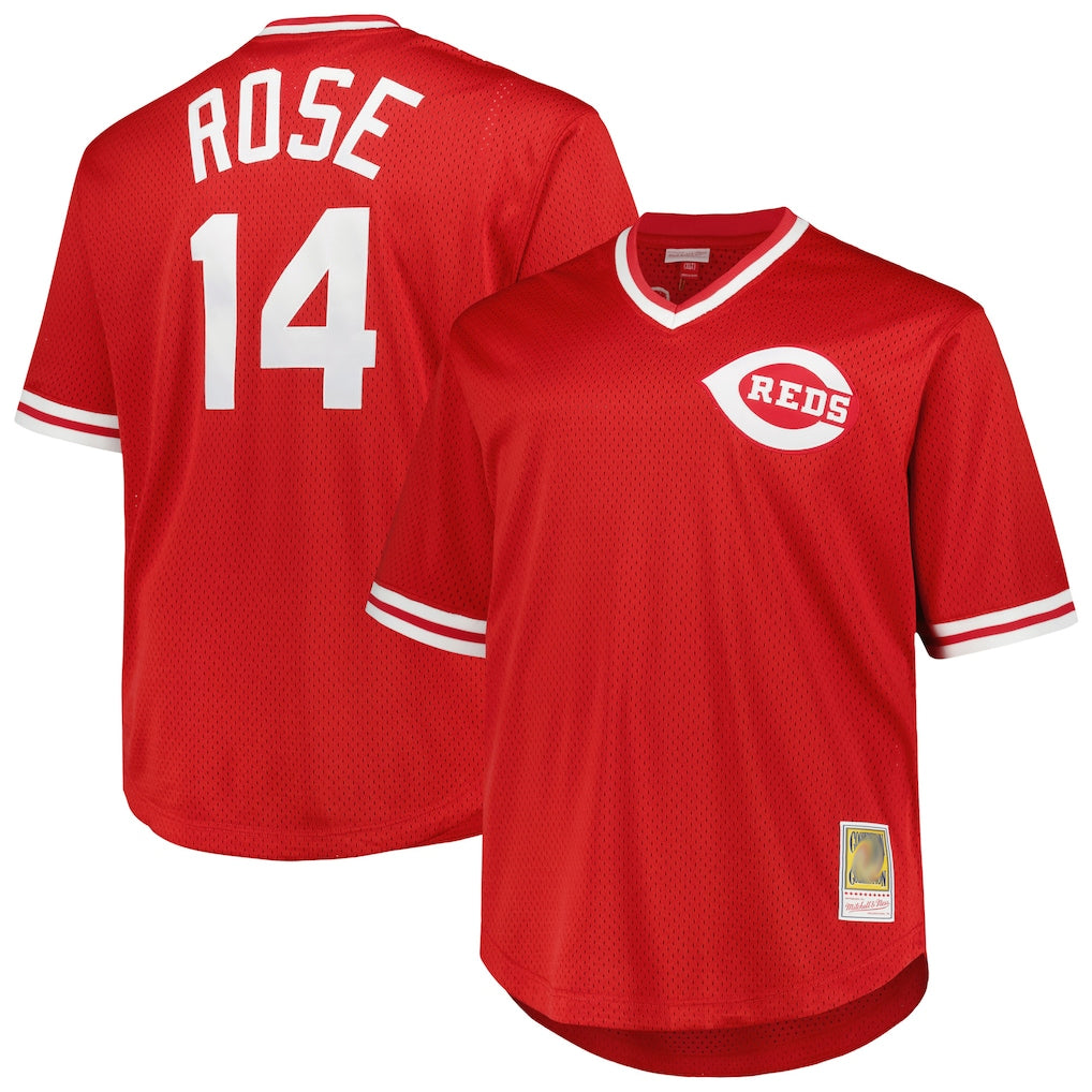 Mdoa C.Reds #14 Pete Rose Player Mitchell & Ness Red Throwback Cooperstown Mesh T-shirt Game Stitched Jerseys