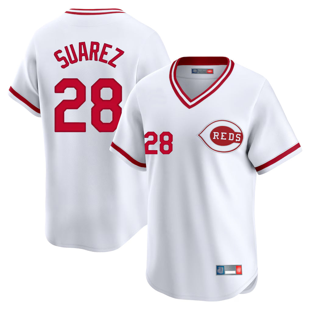 Mdoa C.Reds #28 Eugenio Su¡§¡érez Player White Cooperstown Collection Limited T-shirt Home Stitched Jerseys