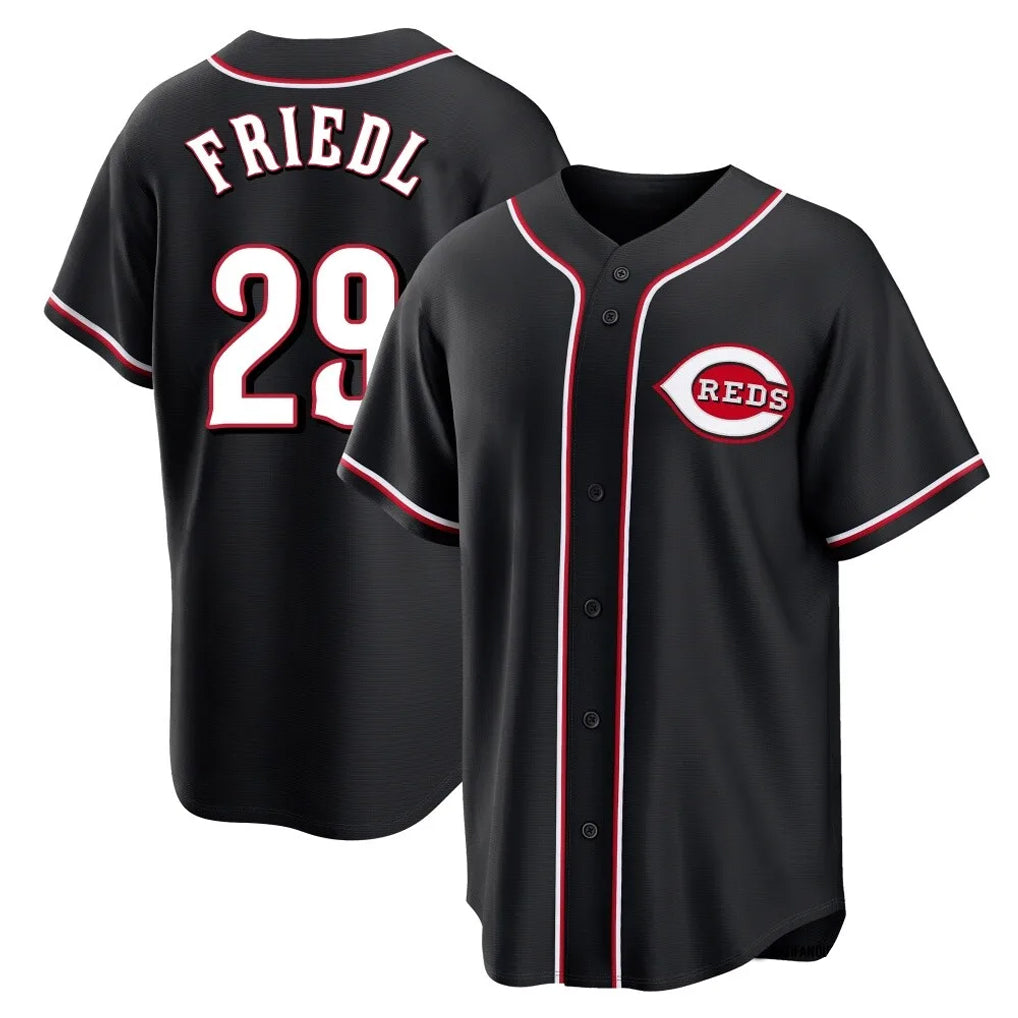 Mdoa C.Reds #29 TJ Friedl Player Black Fashion Out Home Game Stitched Jerseys