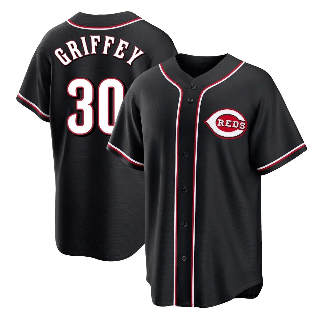 Mdoa C.Reds #30 Ken Griffey Player Black Fashion Out Home Game Stitched Jerseys