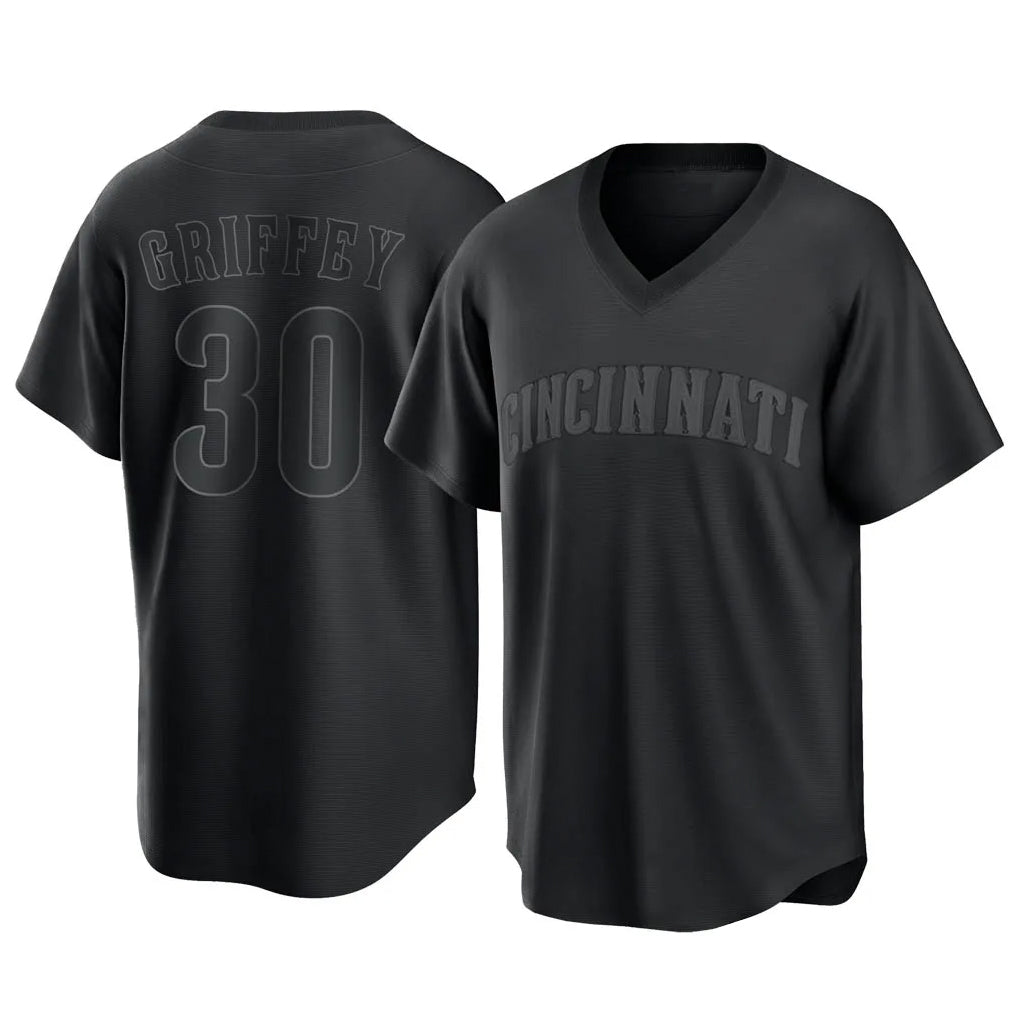 Mdoa C.Reds #30 Ken Griffey Player Black T-shirt Game Home Stitched Jerseys