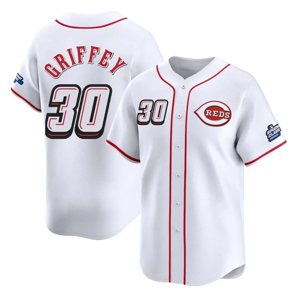 Mdoa C.Reds #30 Ken Griffey Player White Speedway Classic Home Limited Stitched Jerseys