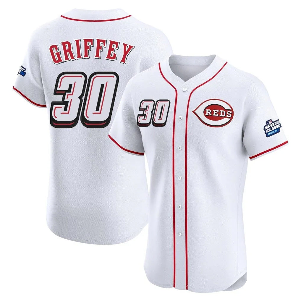 Mdoa C.Reds #30 Ken Griffey Player White Speedway Classic Limited Elite Home Stitched Jerseys