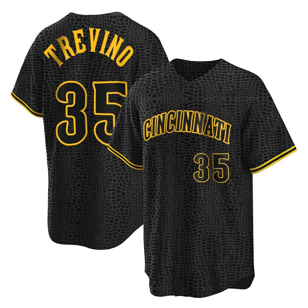 Mdoa C.Reds #35 Jose Trevino Player Black Snake Skin City Home Stitched Jerseys