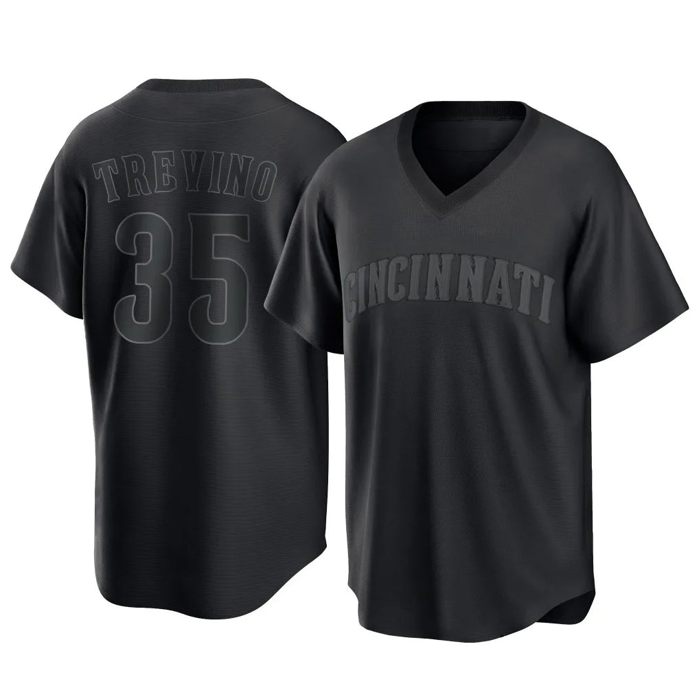 Mdoa C.Reds #35 Jose Trevino Player Black T-shirt Game Home Stitched Jerseys