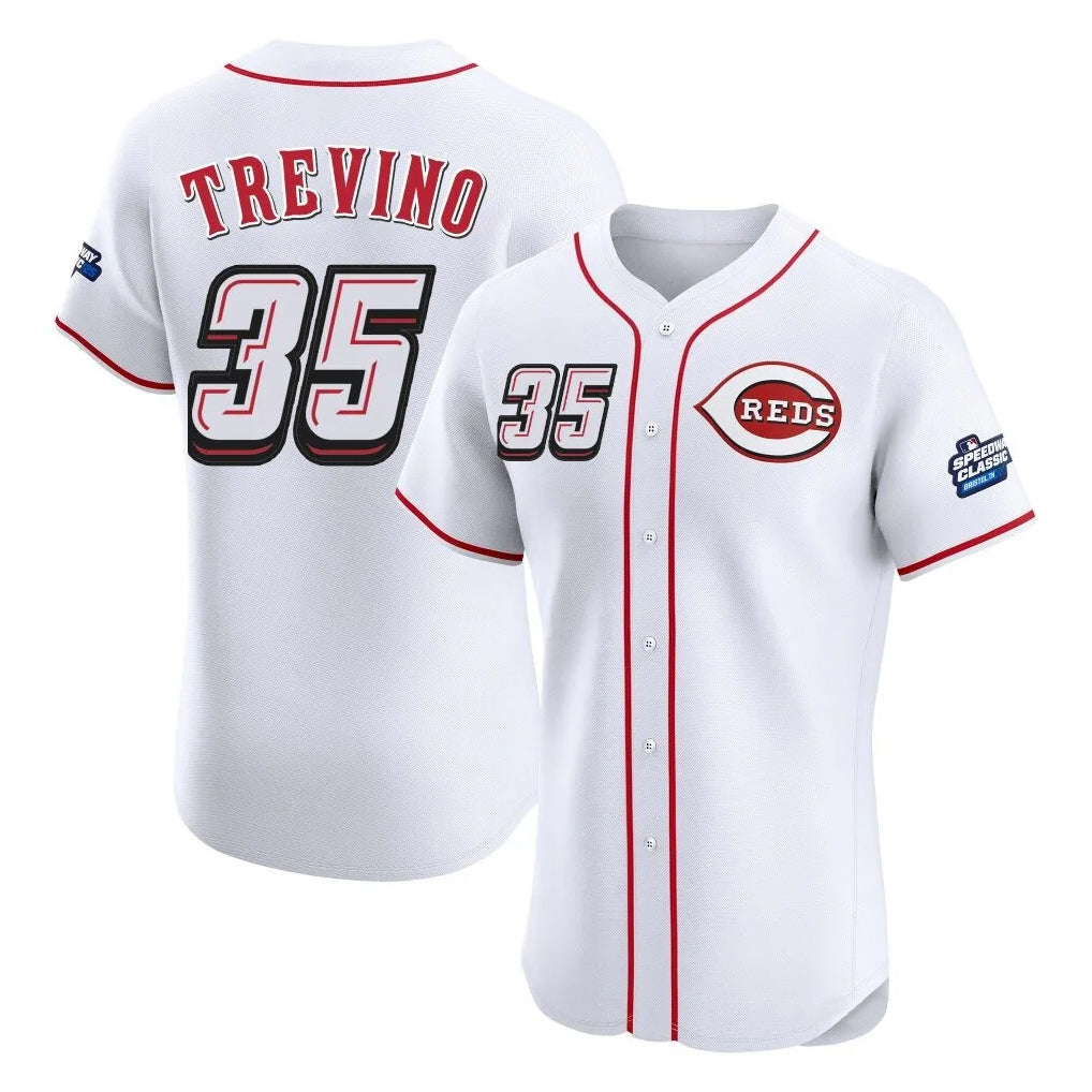 Mdoa C.Reds #35 Jose Trevino Player White Speedway Classic Limited Elite Home Stitched Jerseys