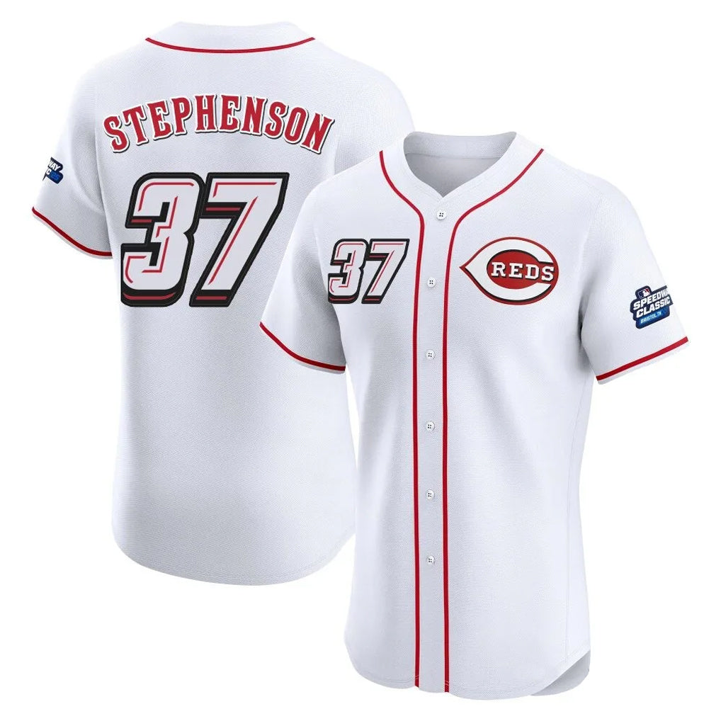 Mdoa C.Reds #37 Tyler Stephenson Player White Speedway Classic Limited Elite Home Stitched Jerseys