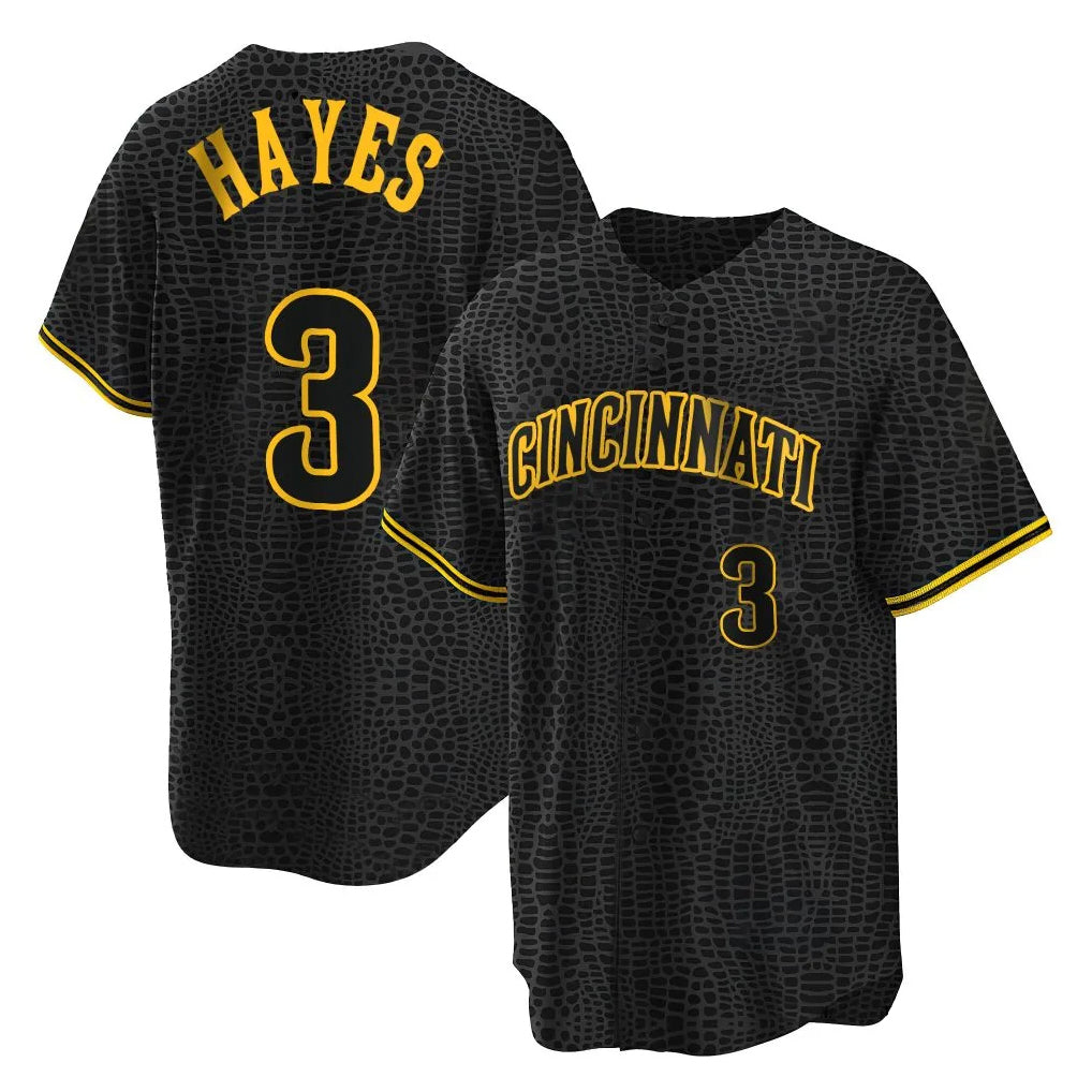Mdoa C.Reds #3 Ke'Bryan Hayes Player Black Snake Skin City Home Stitched Jerseys