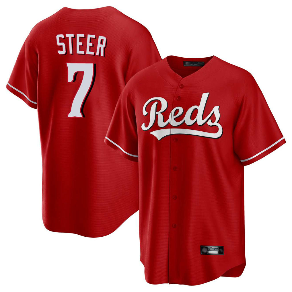 Mdoa C.Reds #7 Spencer Steer Player Red Home Game Stitched Jerseys