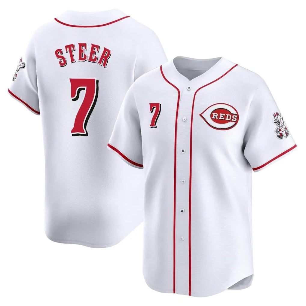 Mdoa C.Reds #7 Spencer Steer Player White Home Limited Stitched Jerseys