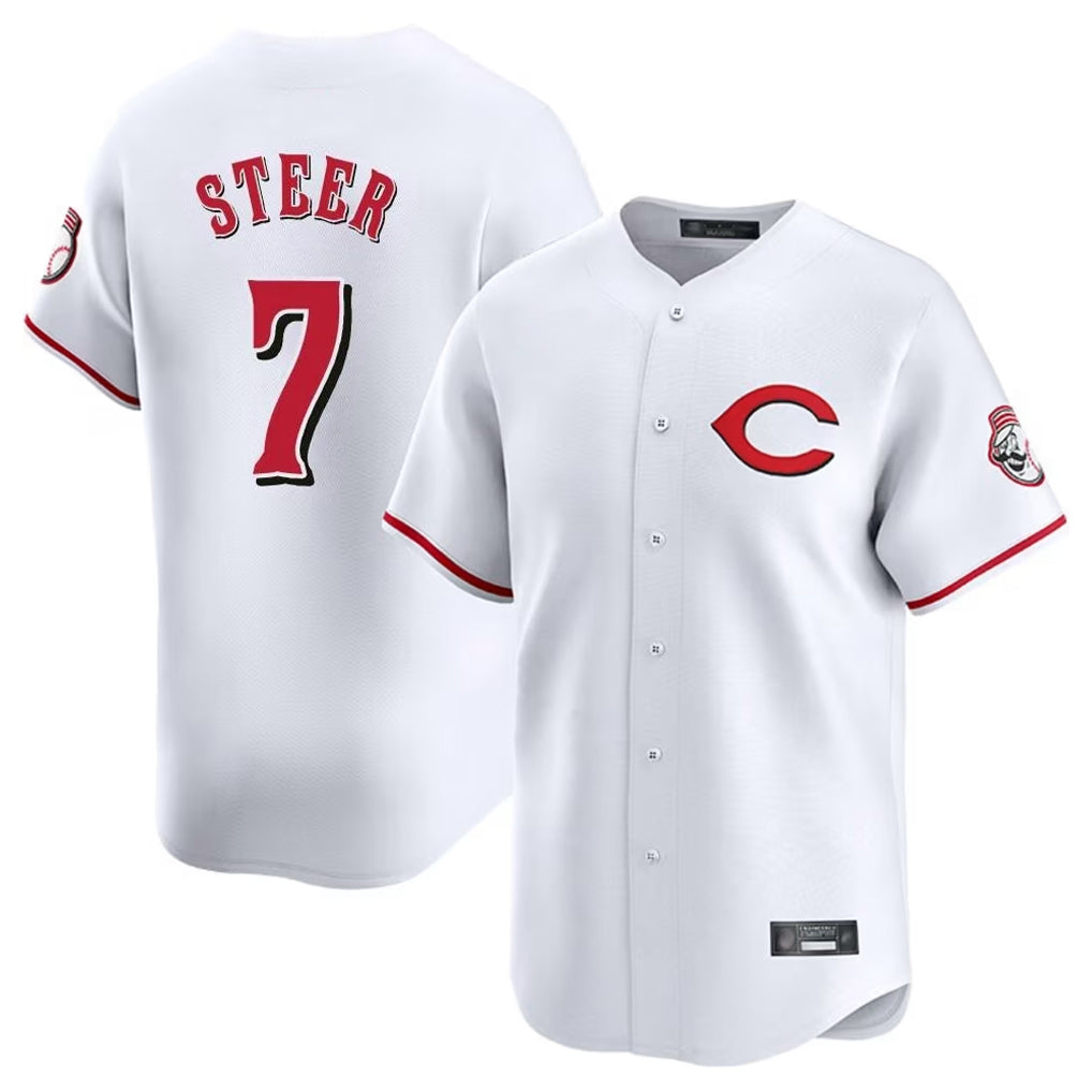 Mdoa C.Reds #7 Spencer Steer Player White Limited Home Stitched Jerseys