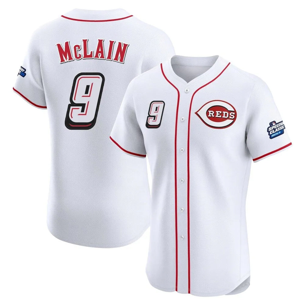 Mdoa C.Reds #9 Matt McLain Player White Speedway Classic Limited Elite Home Stitched Jerseys