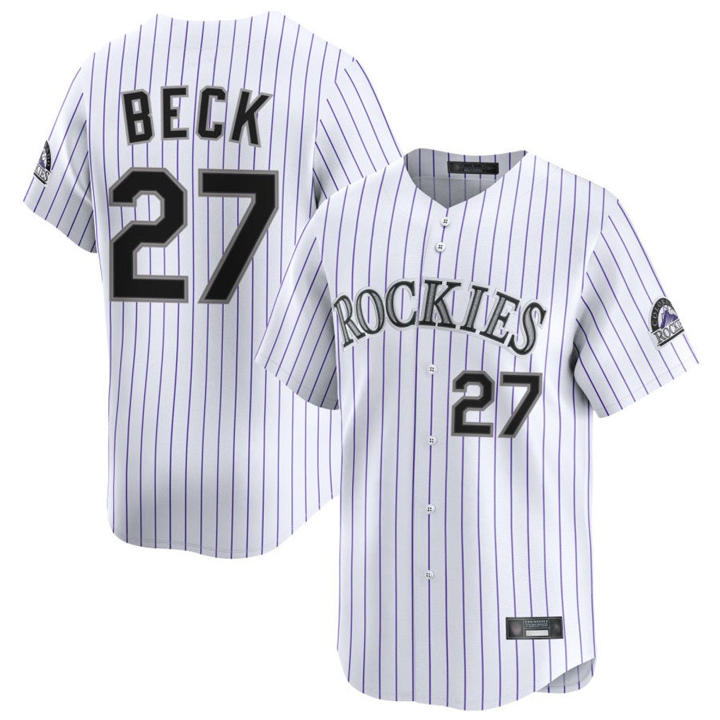Mdoa C.Rockies #27 Jordan Beck Player White Limited Home Stitched Jersey