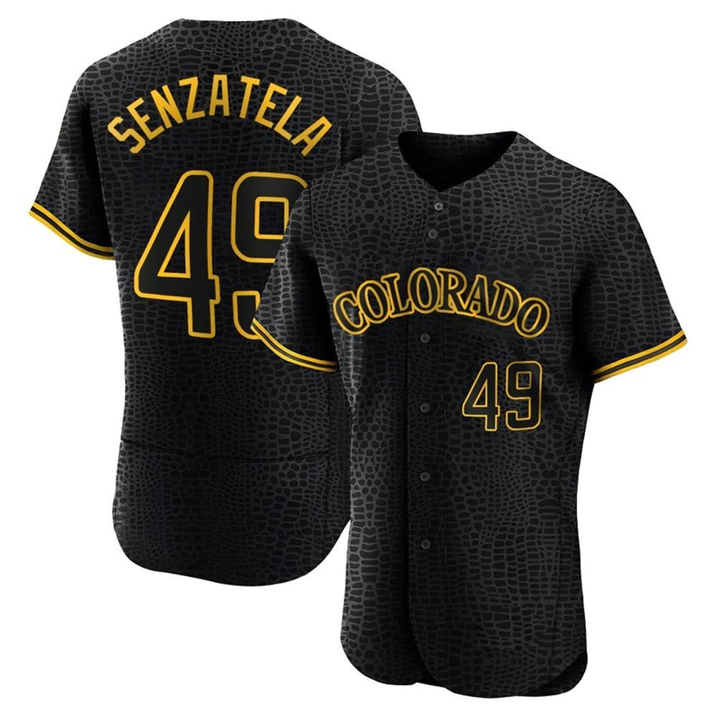Mdoa C.Rockies #49 Antonio Senzatela Player Black Snake Skin City Limited Elite Home Stitched Jerseys