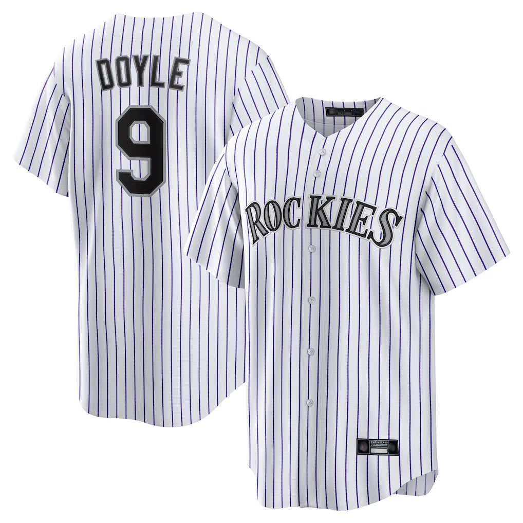 Mdoa C.Rockies #9 Brenton Doyle Player White Game Home Stitched Jerseys