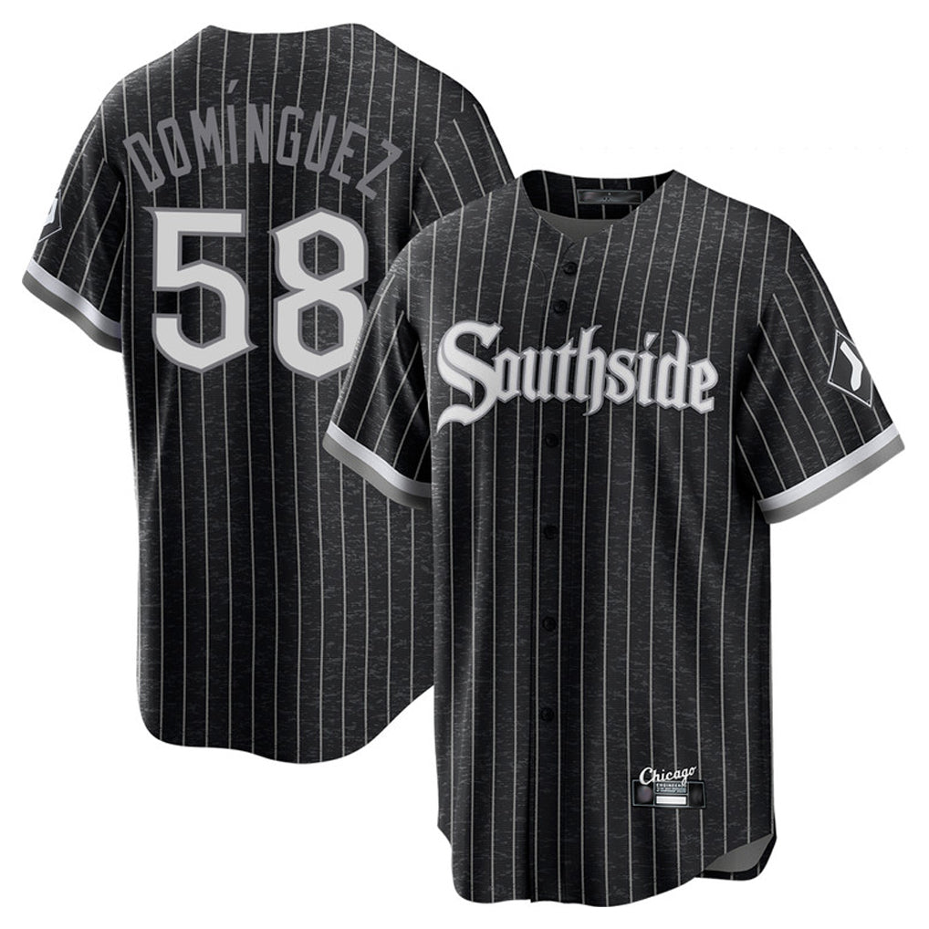 Mdoa C.White Sox #58 Seranthony Dom¡§anguez Player Black City Connect Home Game Stitched Jerseys