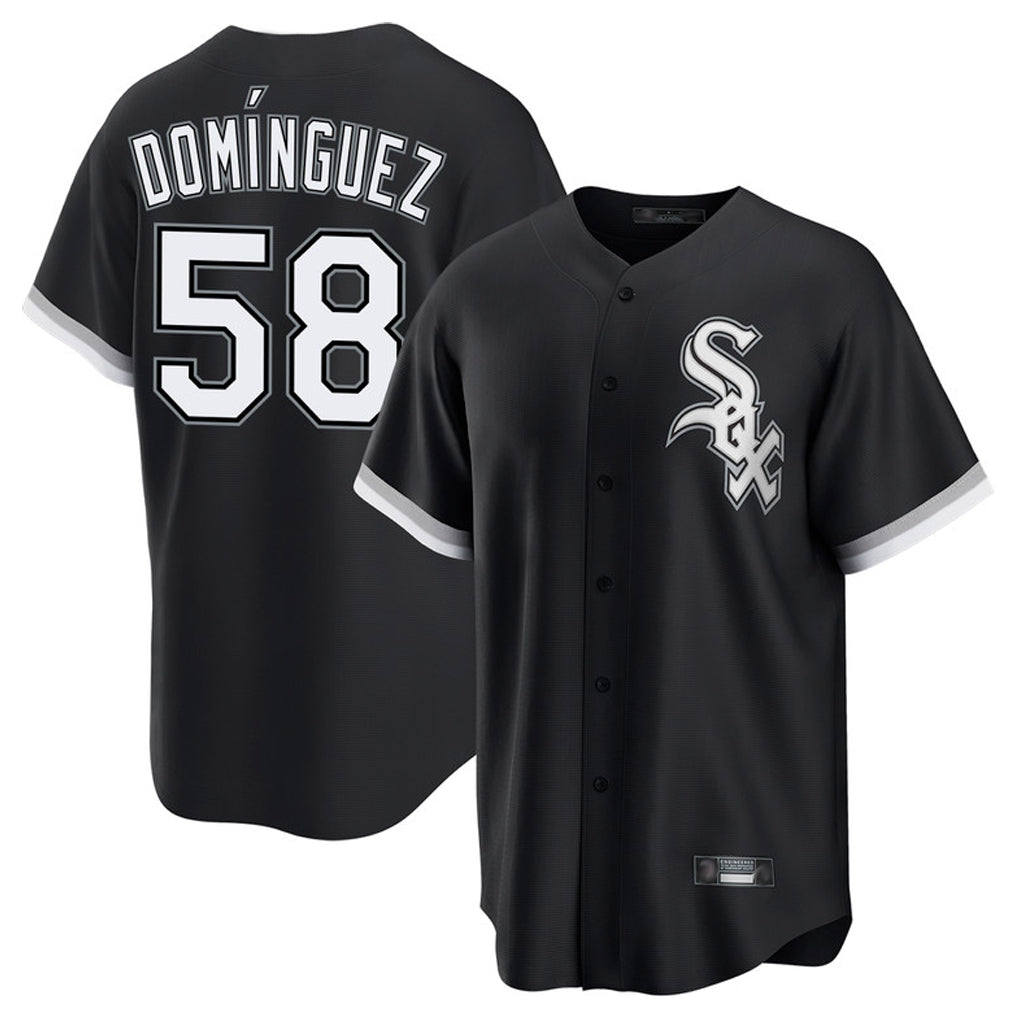 Mdoa C.White Sox #58 Seranthony Dom¡§anguez Player Black Home Game Stitched Jerseys