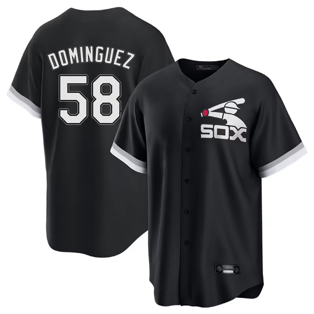 Mdoa C.White Sox #58 Seranthony Dom¡§anguez Player Black Spring Training Game Stitched Jerseys