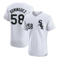 Mdoa C.White Sox #58 Seranthony Dom¡§anguez Player White Stripe Limited Elite Home Stitched Jerseys