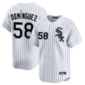 Mdoa C.White Sox #58 Seranthony Dom¡§anguez Player White Stripe Limited Home Stitched Jerseys
