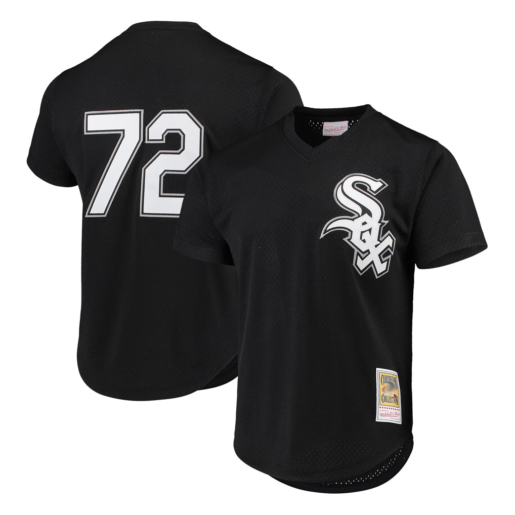 Mdoa C.White Sox #72 Carlton Fisk Player Black Mitchell & Ness Cooperstown Collection Mesh Game Stitched Jerseys