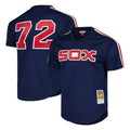 Mdoa C.White Sox #72 Carlton Fisk Player Navy Mitchell & Ness Cooperstown Collection Mesh Game Stitched Jerseys