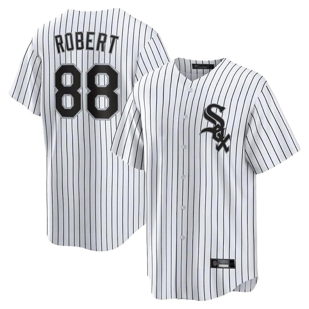 Mdoa C.White Sox #88 Luis Robert Jr Player White Stripe Home Game Stitched Jerseys
