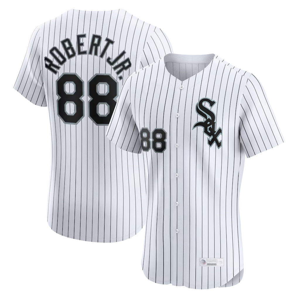 Mdoa C.White Sox #88 Luis Robert Jr Player White Stripe Limited Elite Home Stitched Jerseys