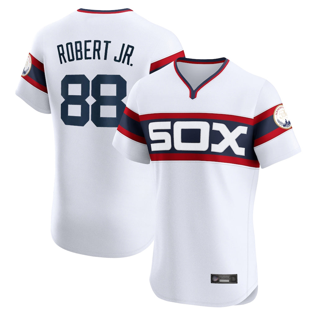 Mdoa C.White Sox #88 Luis Robert Jr Player White T-shirt Limited Elite Home Stitched Jerseys