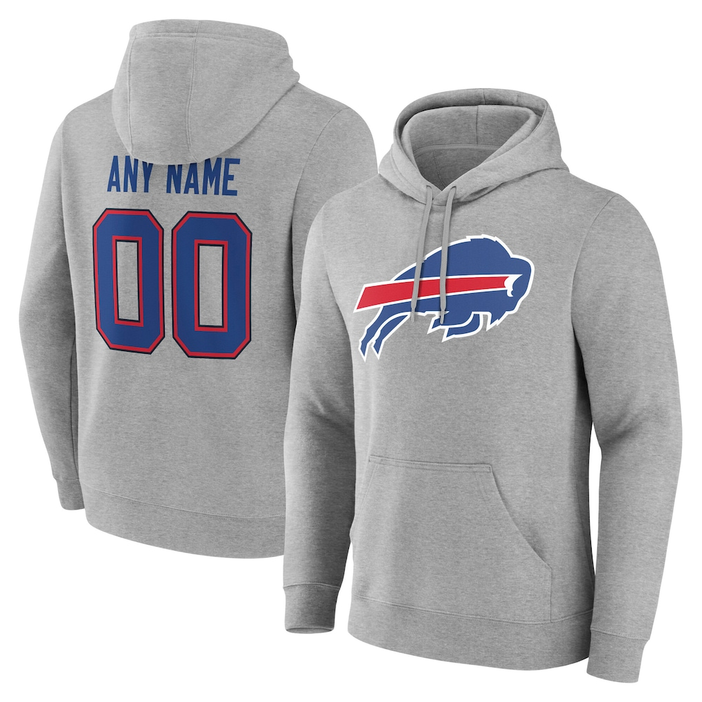 Mdoa Custom B.Bills Gray Team Authentic Personalized Name & Number Hoodie Stitched Jerseys