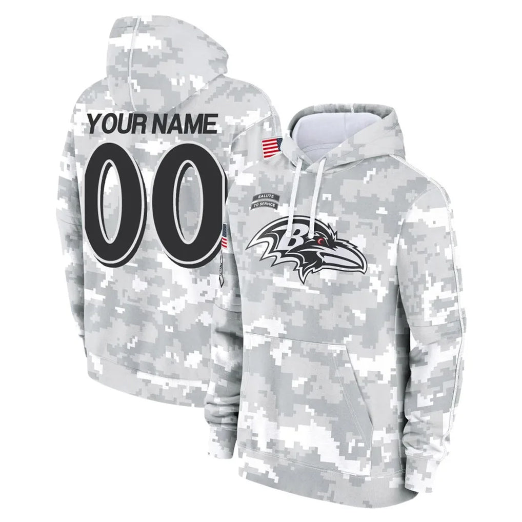 Mdoa Custom B.Ravens Black Pullover Hoodie Any Name & Numbers Stitched Jerseys