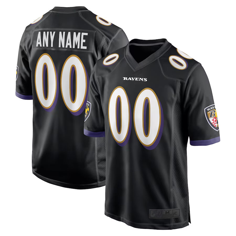 Mdoa Custom B.Ravens Black Home Game Stitched Jerseys